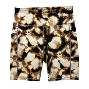 Ideology Womens High-Rise Compression Bike Shorts Blur Chocolate | Size XL